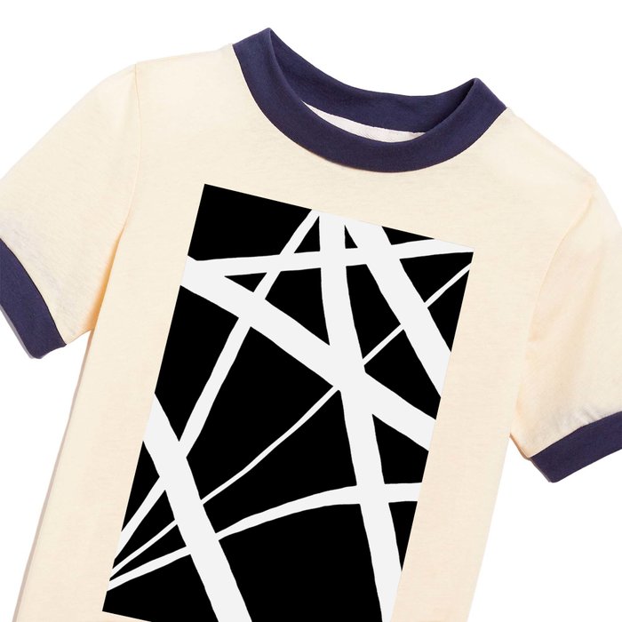 Geometric and Line Society6 Kids by Abstract Black Black White - Abstract Shirt White | T
