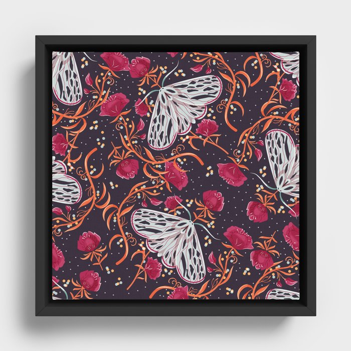 Moth pattern dark 002 Framed Canvas