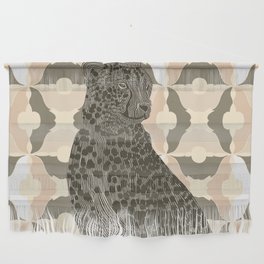 Gorgeous Cheetah from Africa sitting on light brown patterned background Wall Hanging