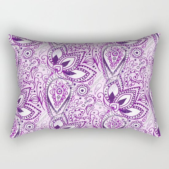 Boho Purple Paisley Doodle Rectangular Pillow