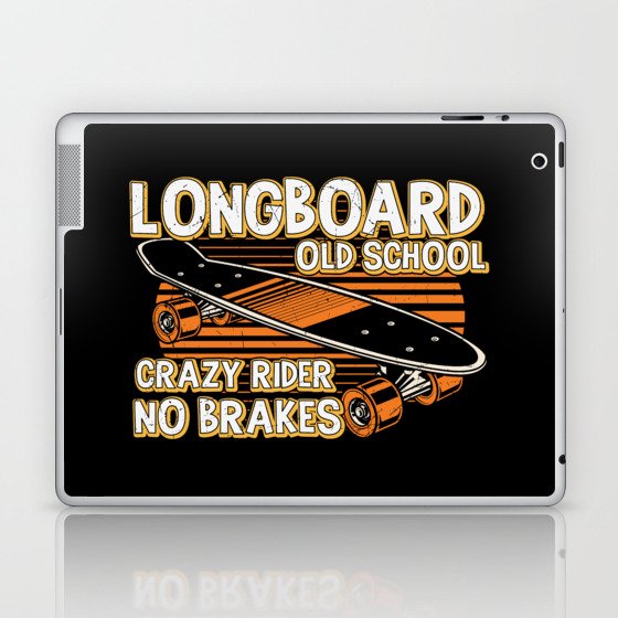 Longboard Old School No Brakes Skater Laptop & iPad Skin