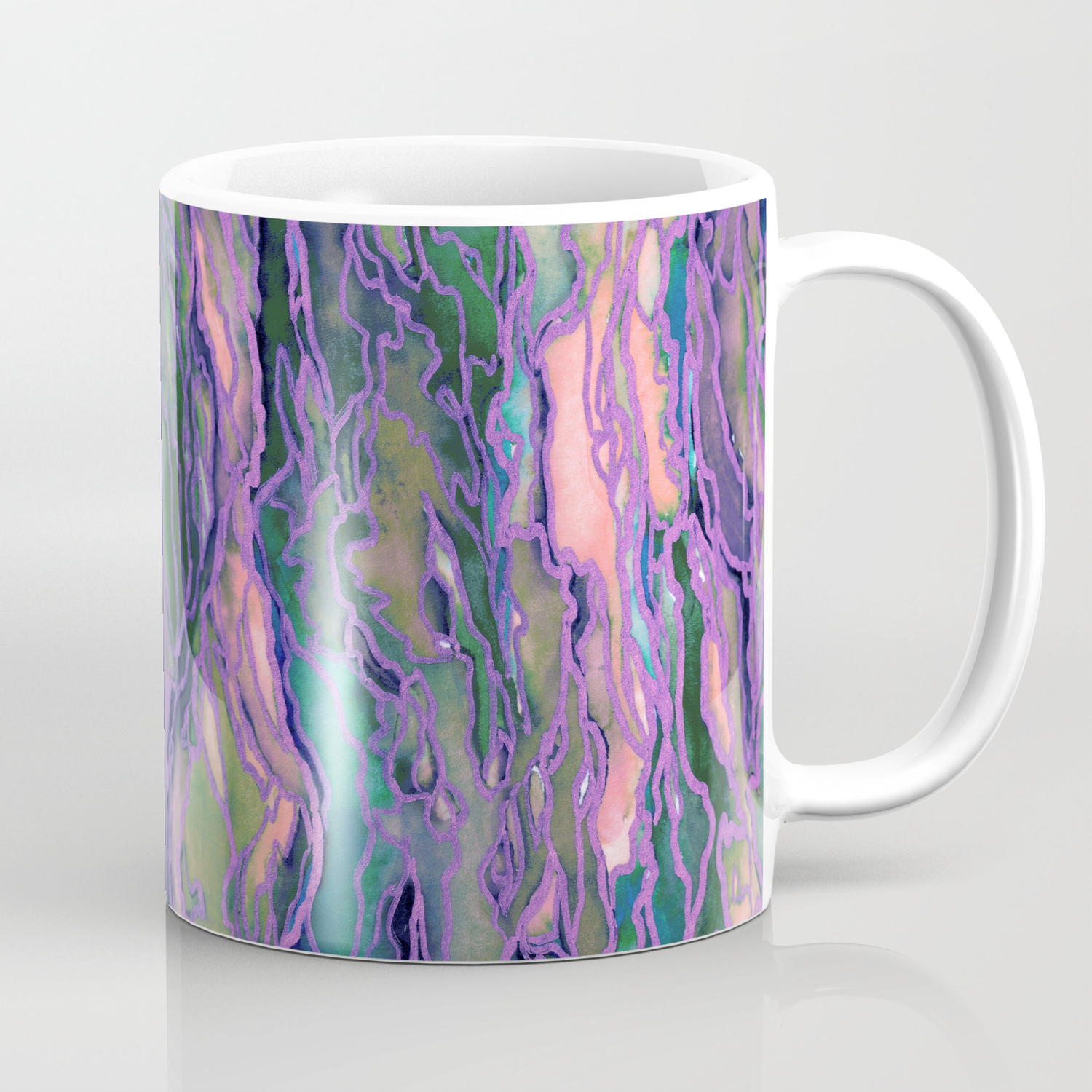 Marble Idea Lavender Pink Peach Abstract Watercolor Painting