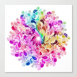 Rainbow Watercolor Paisley Floral Canvas Print