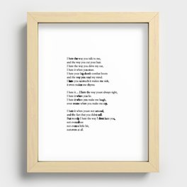 10 Things i Hate About You - Poem Recessed Framed Print