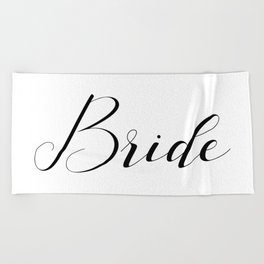 Bride - Black on White Beach Towel