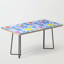Retro Modern Mini Daisy Flowers On Blue Coffee Table
