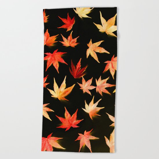 AUTUMN ROMANCE - LEAVES PATTERN #3 #decor #art #society6 Beach Towel