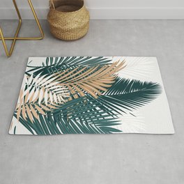 Gold and Green Palm Leaves Area & Throw Rug