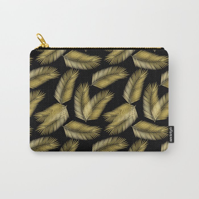 Gold & Black Palm Leaves Pattern Carry-All Pouch