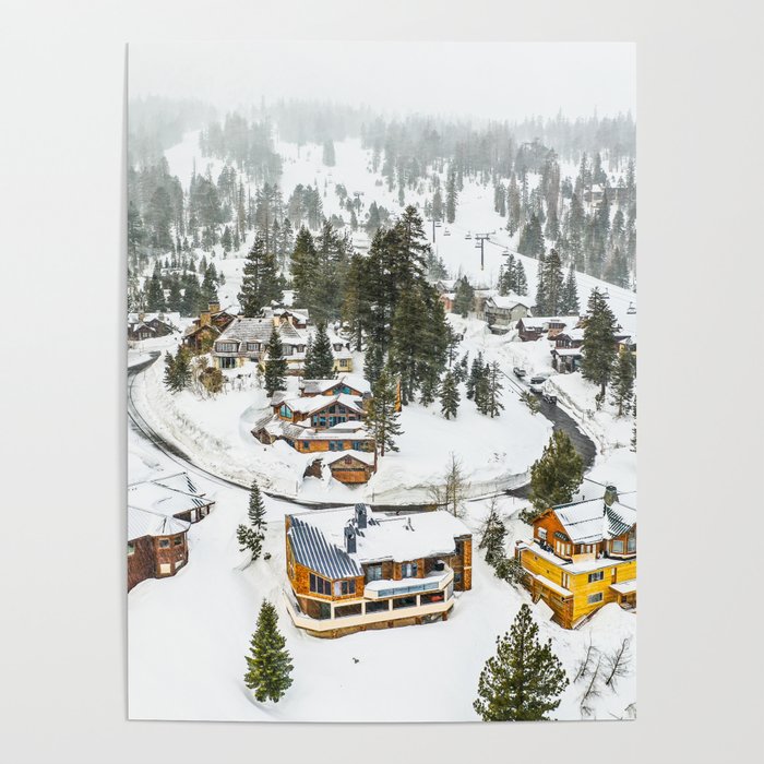 Snowy Mammoth Cabins Poster