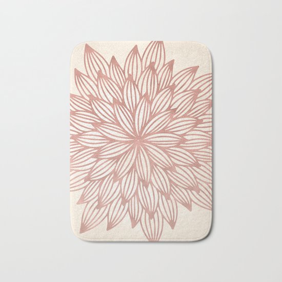 Mandala Flowery Rose Gold on Cream Bath Mat