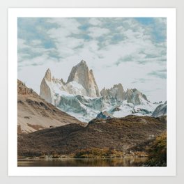 Argentina Photography - Lake In Front Of Huge Tall Mountain Art Print