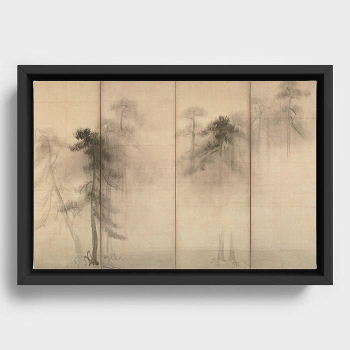 Pine Trees Six-Fold Azuchi-Momoyama Period Japanese Screen - Hasegawa Tohaku Framed Canvas