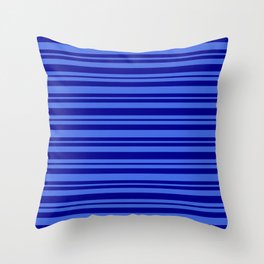 [ Thumbnail: Dark Blue & Royal Blue Colored Stripes Pattern Throw Pillow ]