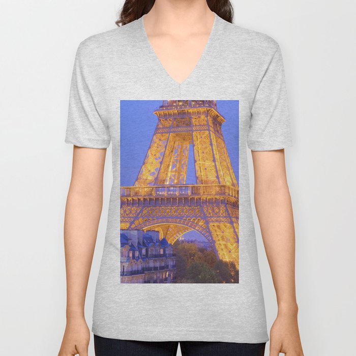 Eiffel Tower V Neck T Shirt