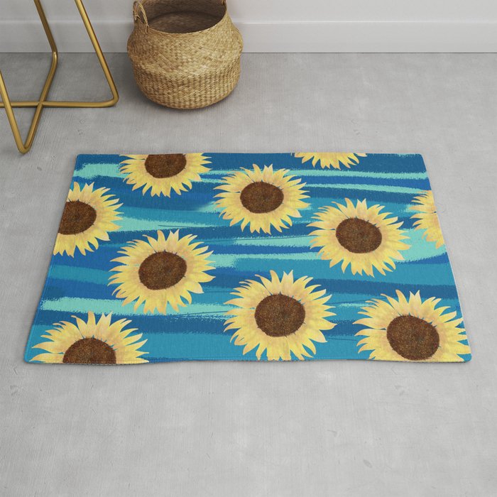 Sunflowers On Water Abstract Pattern Rug