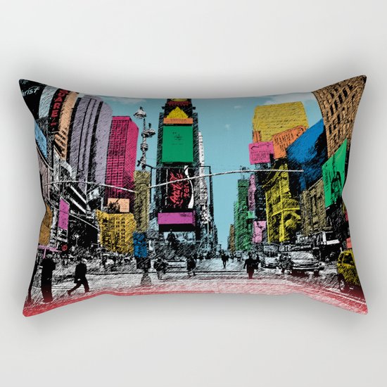 times square Rectangular Pillow
