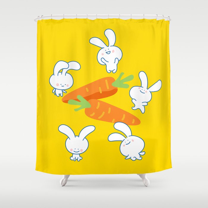 Little bunnies and carrots Shower Curtain