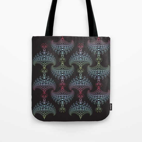 Tribal Eagle Rainbow Pattern on black Tote Bag