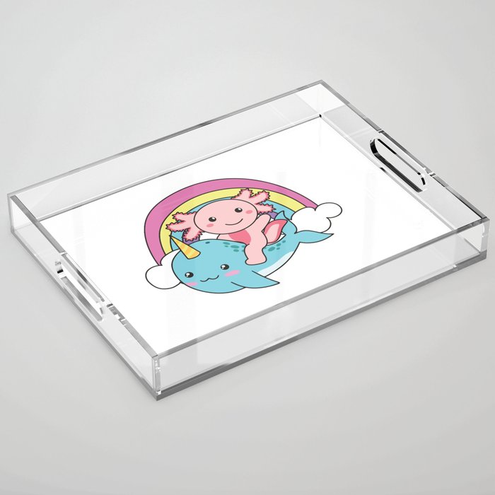 Narwhal Axolotl Ocean Unicorn Kawaii Rainbow Acrylic Tray