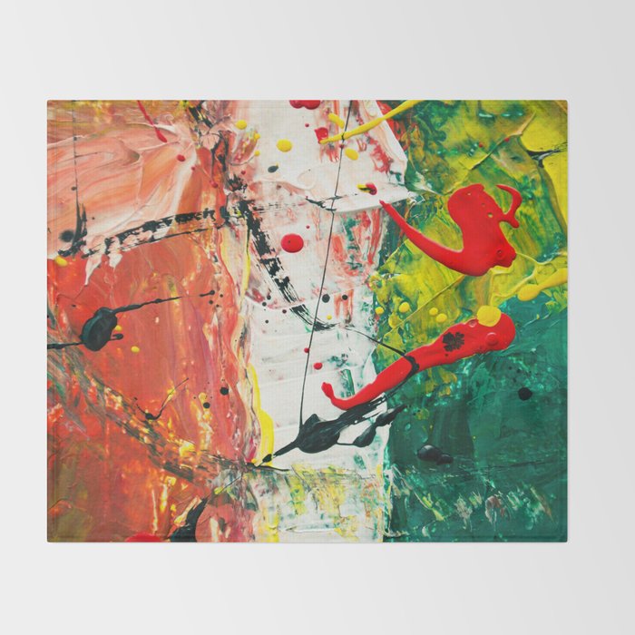 Red White And Green Italian Flag Abstract Painting Throw