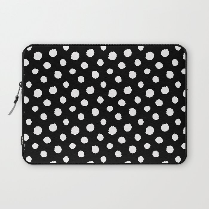 Minimal - white polka dots on black - Mix & Match with Simplicty of life Laptop Sleeve