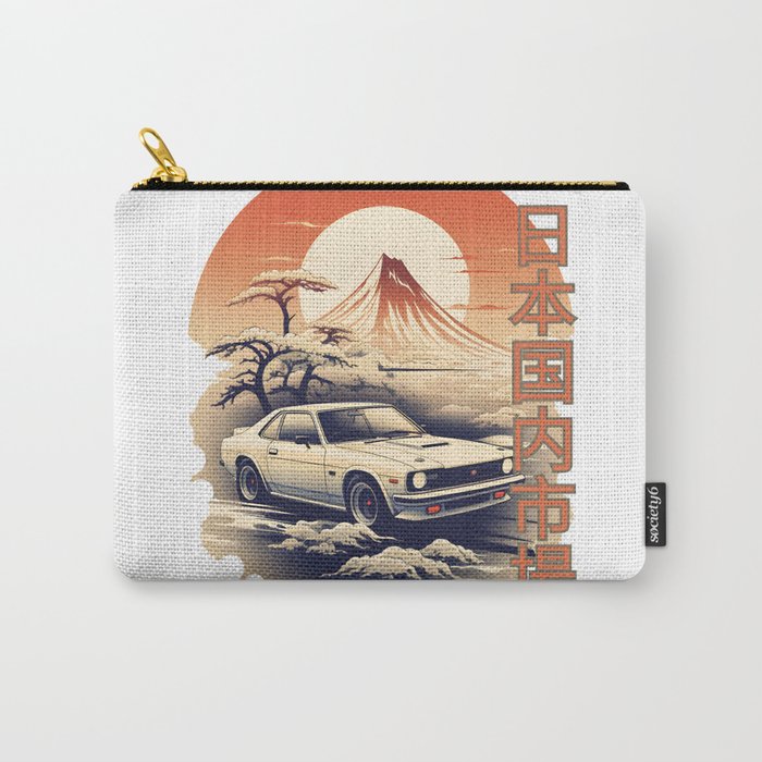 JDM car with Japanese landscape on background Carry-All Pouch