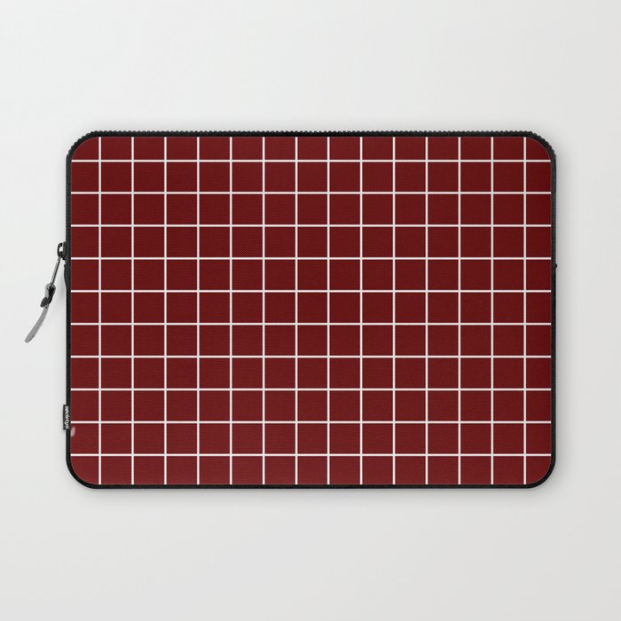 Blood red - purple color - White Lines Grid Pattern Laptop Sleeve