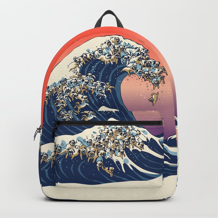 The Great Wave of Pug Backpack