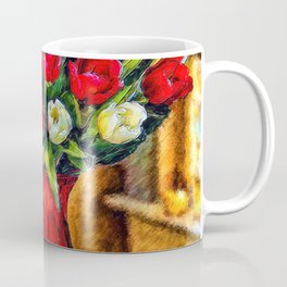 Tulips in a Red Vase Coffee Mug