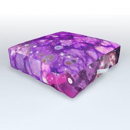 Neon marble space #3: purple, gold, stars Outdoor Floor Cushion