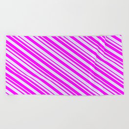 [ Thumbnail: Fuchsia and Lavender Colored Stripes/Lines Pattern Beach Towel ]