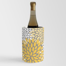 Modern Elegant Chic Floral Pattern, Soft Yellow, Gray, White Wine Chiller