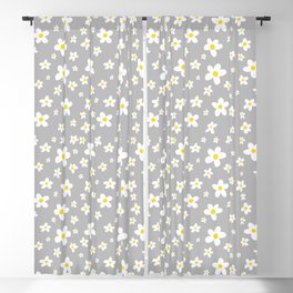 White Daisy Pattern over Neutral Gray Blackout Curtain