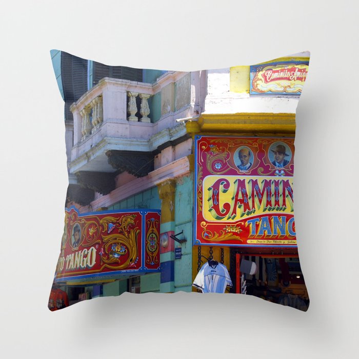 Argentina Photography - The Caminito Street In Buenos Aires Throw Pillow