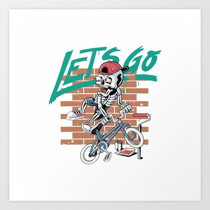 Lets Go Cycling Art Print