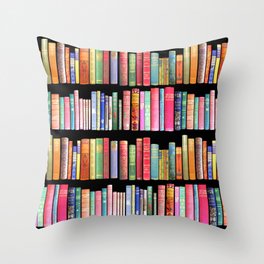 Book lovers gifts of antique and retro books on a bookshelf Throw Pillow