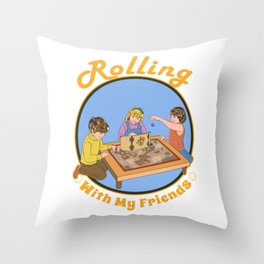Retro DM Tabletop Gaming Gift Vintage With Friends D20 Dice Print Throw Pillow