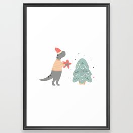 Christmas Dinosaur Framed Art Print