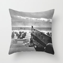 Omaha Beach Landing D Day Throw Pillow