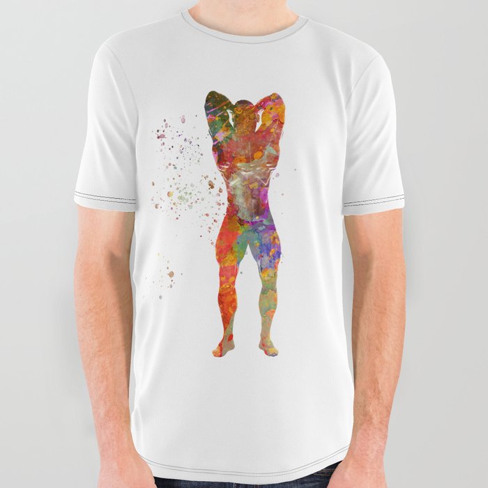 Bodybuilding in watercolor All Over Graphic Tee