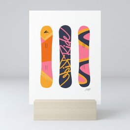 Snowboards (Retro Palette) Mini Art Print