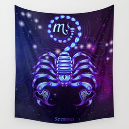 Zodiac neon signs — Scorpio Wall Tapestry