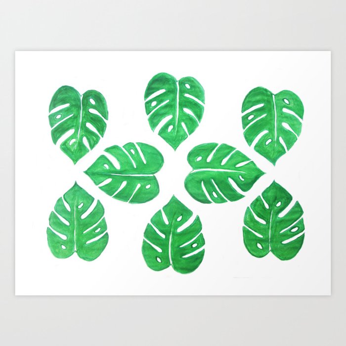Nature tropical palm leaf print green pattern  Art Print