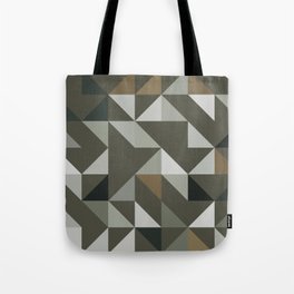 Natural Green, Beige and Brown Colors Trouchet Triangles Mosaic Pattern No. 3 Tote Bag