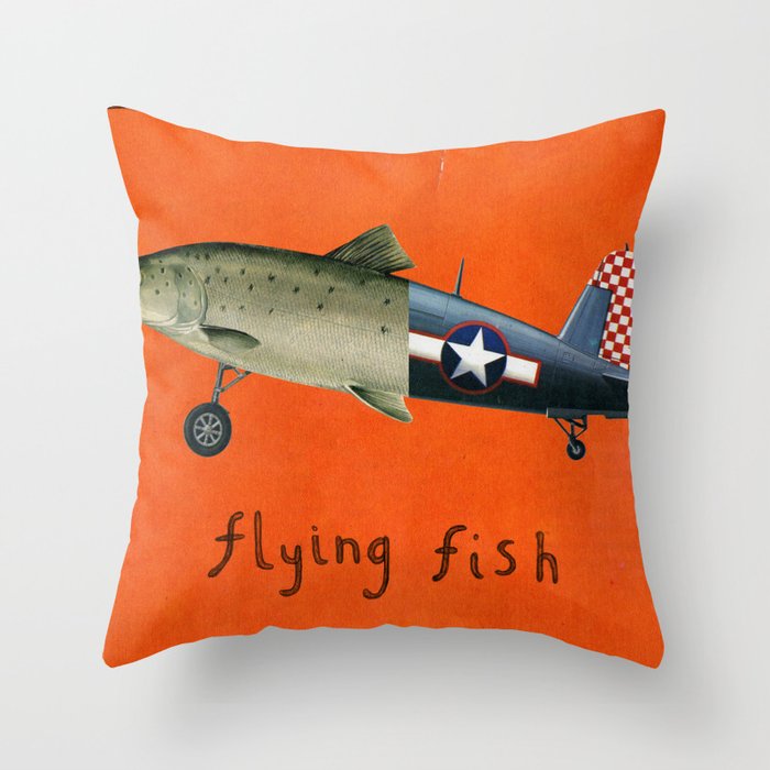 flying fish Throw Pillow