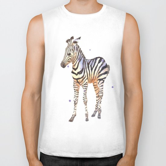 zebra, baby zebra, african wildlife, black and white, stripes, safari art Biker Tank