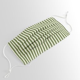 [ Thumbnail: Beige and Dark Olive Green Colored Pattern of Stripes Face Mask ]
