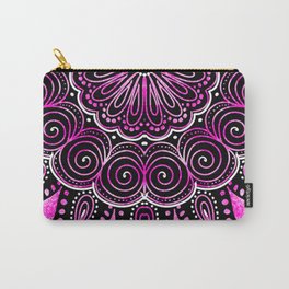 Twirly Purple Mandala with Pink Hearts Carry-All Pouch