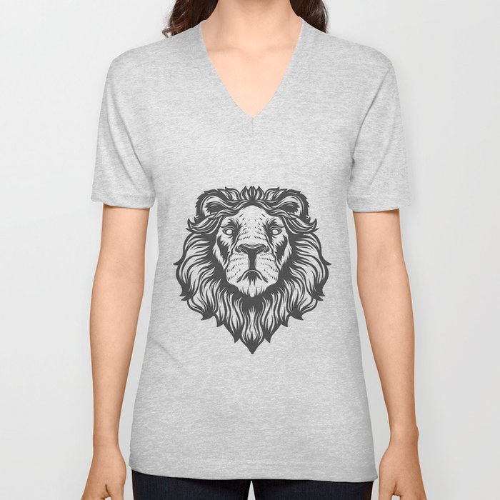 Lion Head Vector Illustration V Neck T Shirt